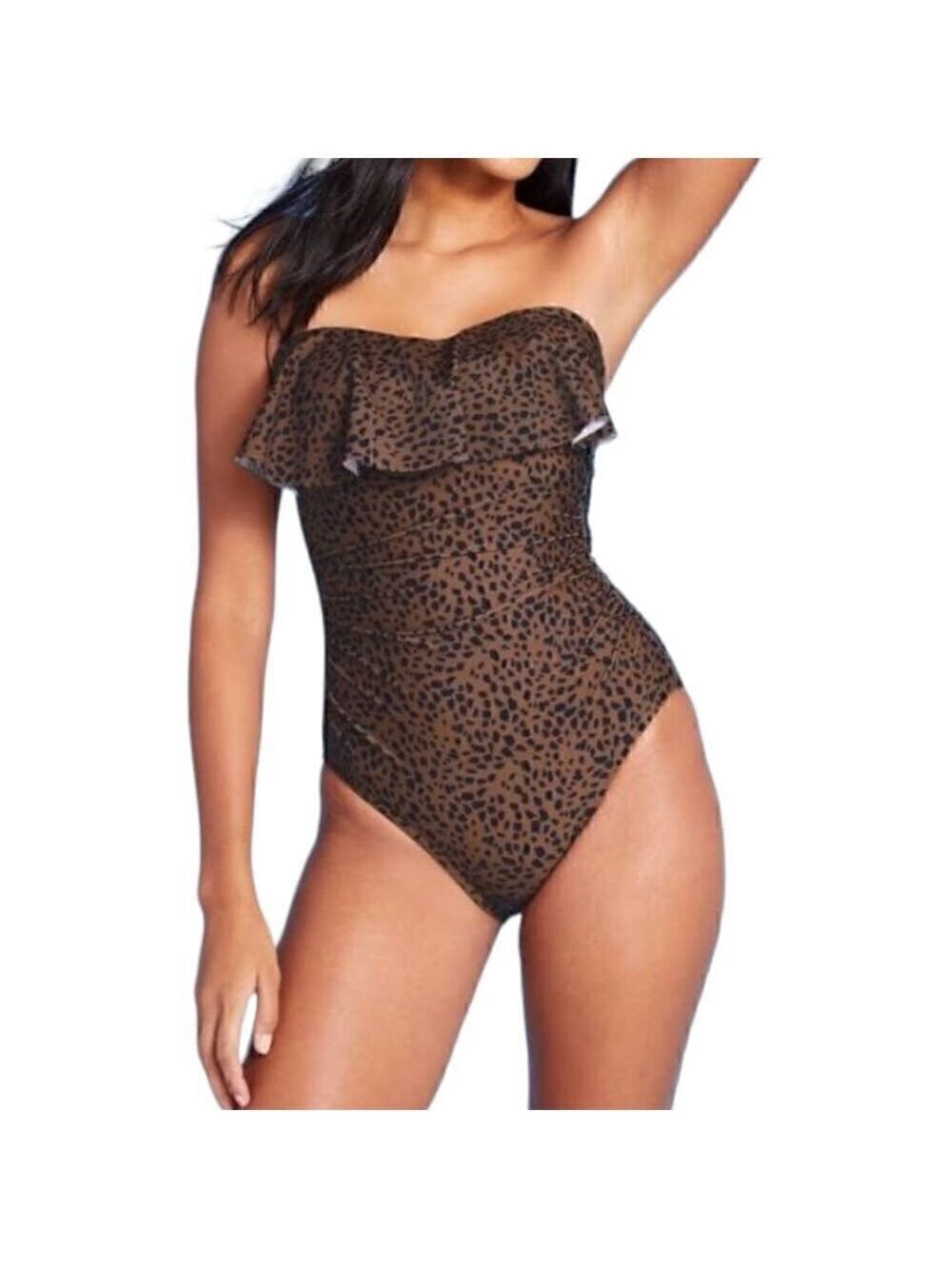 Kona Sol One piece Animal Print High Coverage Swimsuit Small 4-6